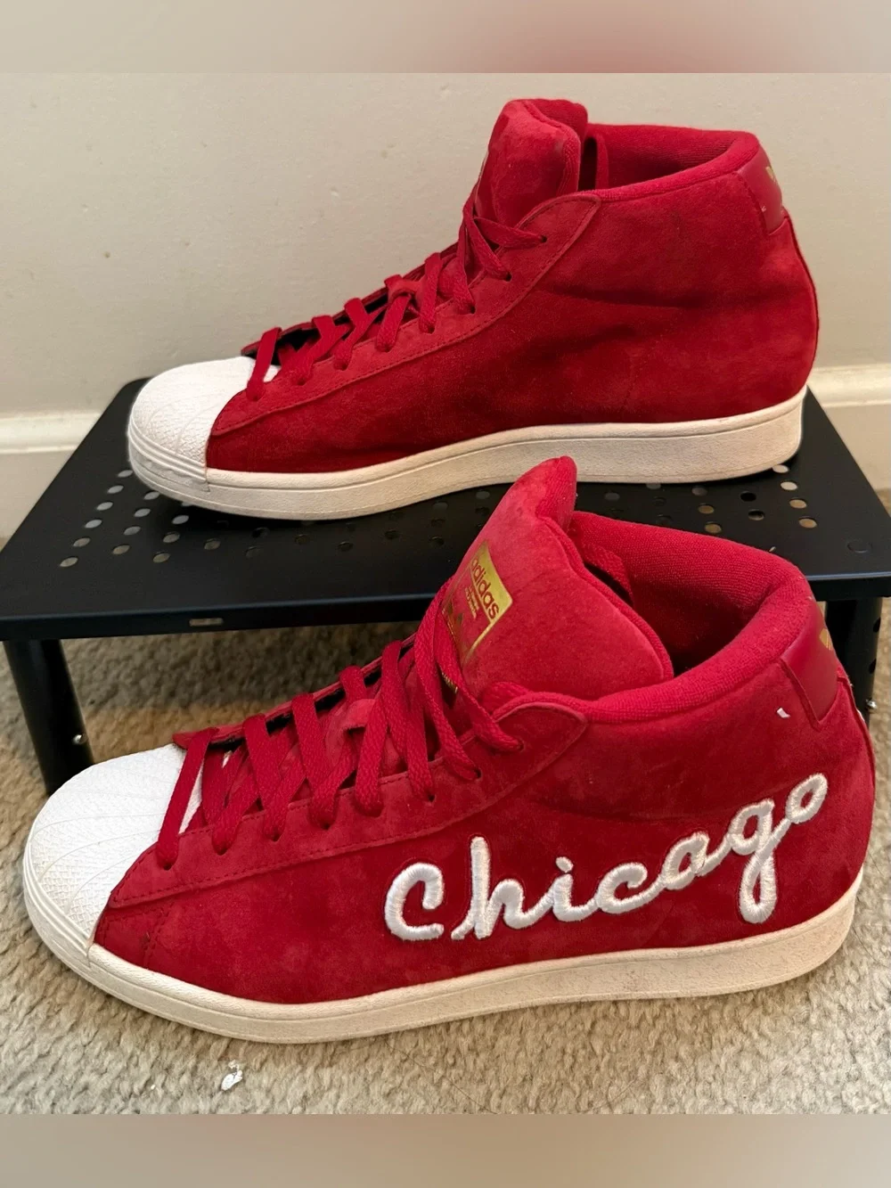 Adidas Pro Model Chicago FV4485 Red Suede High Tops Men’s 10.5 Rare